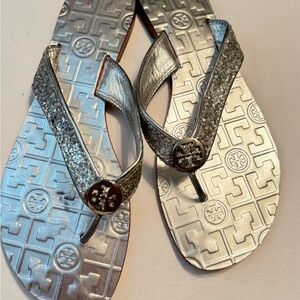 Tory Burch Silver Glitter Sandals